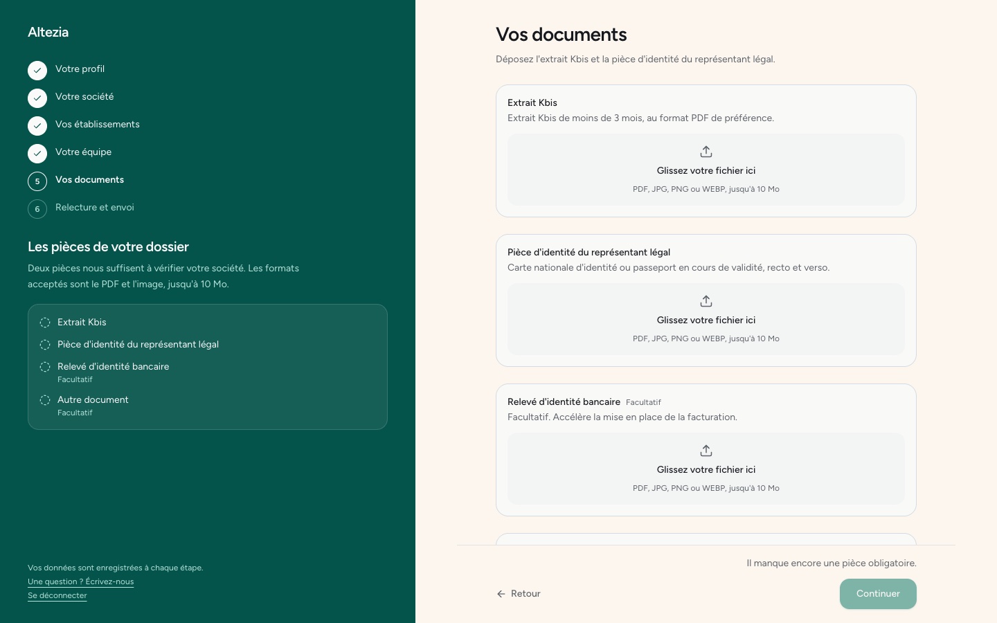 L'étape des documents, avant tout dépôt